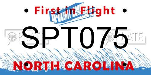 SPT075 North Carolina License Plate