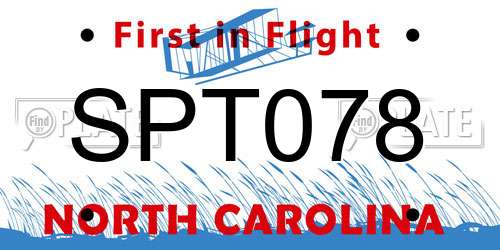 SPT078 North Carolina License Plate