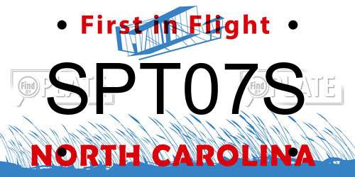 SPT07S North Carolina License Plate
