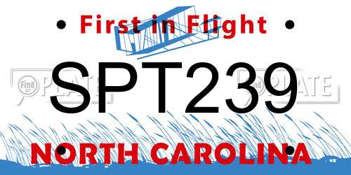 SPT239 North Carolina License Plate