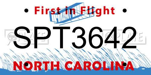 SPT3642 North Carolina License Plate