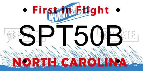 SPT50B North Carolina License Plate