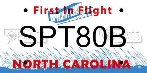 SPT80B North Carolina License Plate