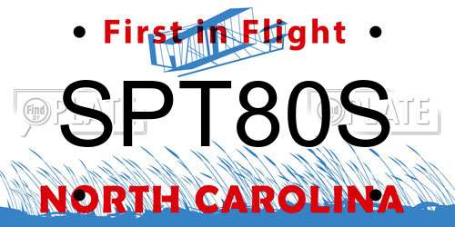 SPT80S North Carolina License Plate