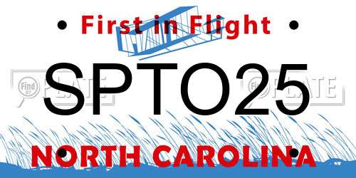 SPTO25 North Carolina License Plate