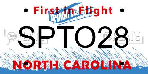 SPTO28 North Carolina License Plate