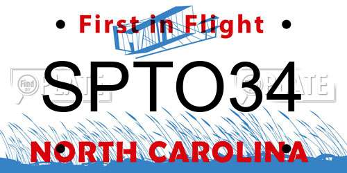 SPTO34 North Carolina License Plate