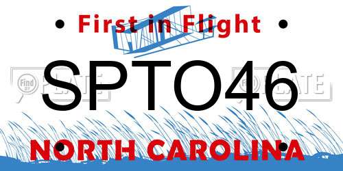 SPTO46 North Carolina License Plate