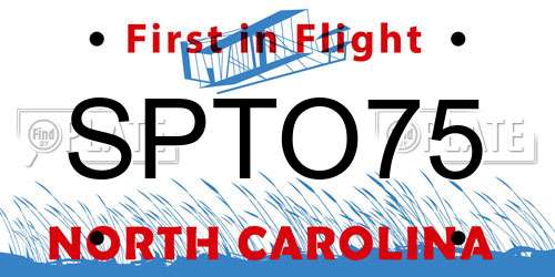 SPTO75 North Carolina License Plate