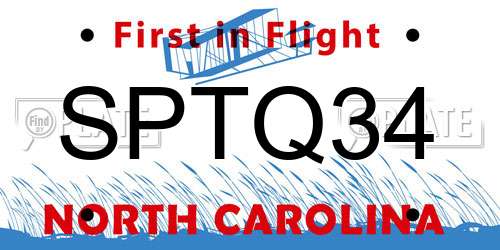 SPTQ34 North Carolina License Plate