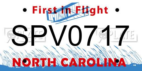 SPV0717 North Carolina License Plate