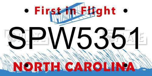 SPW5351 North Carolina License Plate