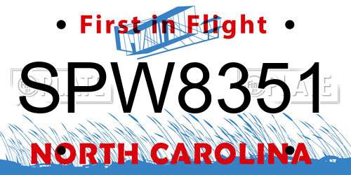 SPW8351 North Carolina License Plate