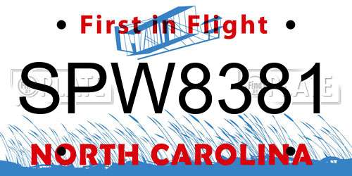 SPW8381 North Carolina License Plate