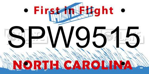 SPW9515 North Carolina License Plate
