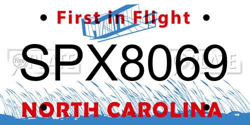 SPX8069 North Carolina License Plate