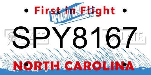 SPY8167 North Carolina License Plate