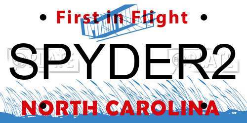 SPYDER2 North Carolina License Plate