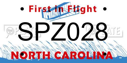 SPZ028 North Carolina License Plate