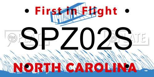 SPZ02S North Carolina License Plate