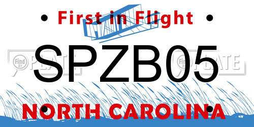 SPZB05 North Carolina License Plate