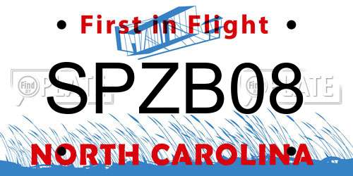 SPZB08 North Carolina License Plate
