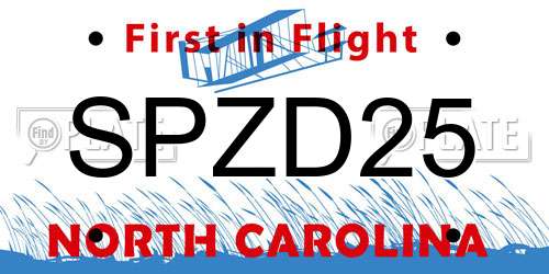 SPZD25 North Carolina License Plate
