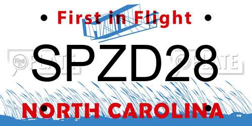 SPZD28 North Carolina License Plate