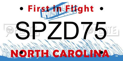 SPZD75 North Carolina License Plate
