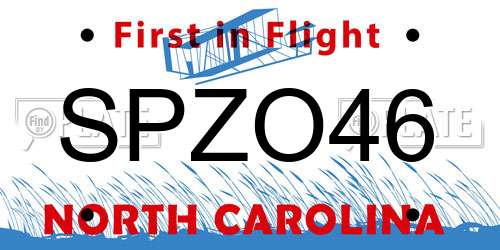 SPZO46 North Carolina License Plate