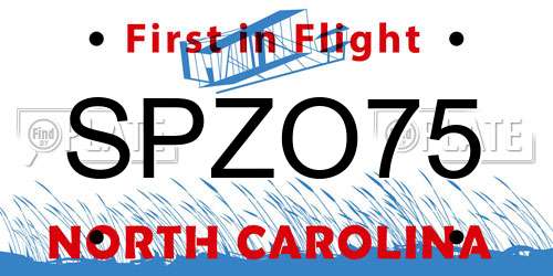 SPZO75 North Carolina License Plate