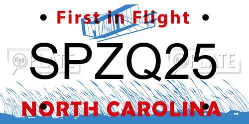 SPZQ25 North Carolina License Plate