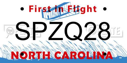 SPZQ28 North Carolina License Plate