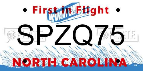 SPZQ75 North Carolina License Plate