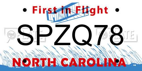 SPZQ78 North Carolina License Plate