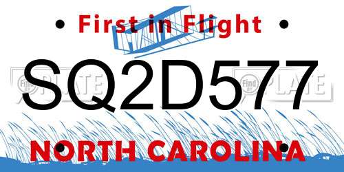 SQ2D577 North Carolina License Plate