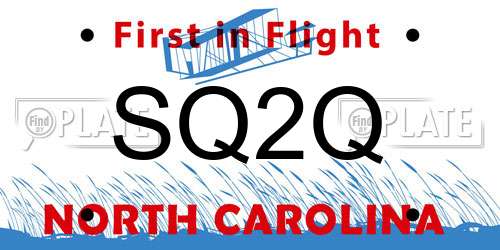 SQ2Q North Carolina License Plate