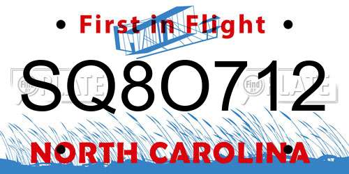 SQ8O712 North Carolina License Plate