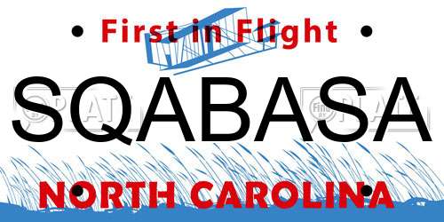 SQABASA North Carolina License Plate