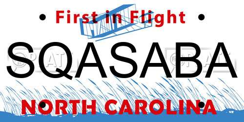 SQASABA North Carolina License Plate