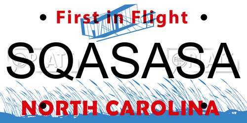 SQASASA North Carolina License Plate