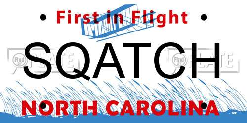 SQATCH North Carolina License Plate