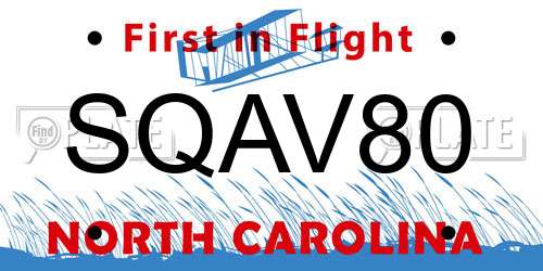 SQAV80 North Carolina License Plate