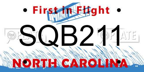SQB211 North Carolina License Plate