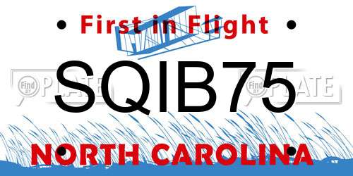SQIB75 North Carolina License Plate