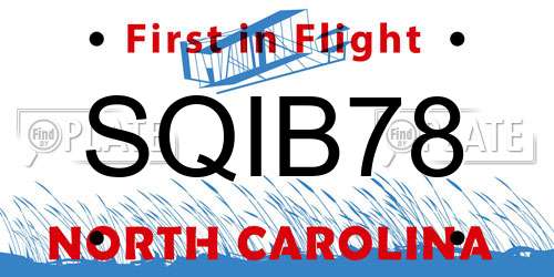 SQIB78 North Carolina License Plate