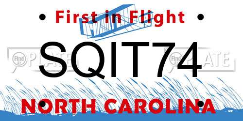 SQIT74 North Carolina License Plate