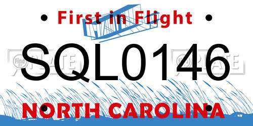 SQL0146 North Carolina License Plate