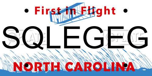 SQLEGEG North Carolina License Plate