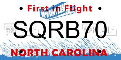 SQRB70 North Carolina License Plate